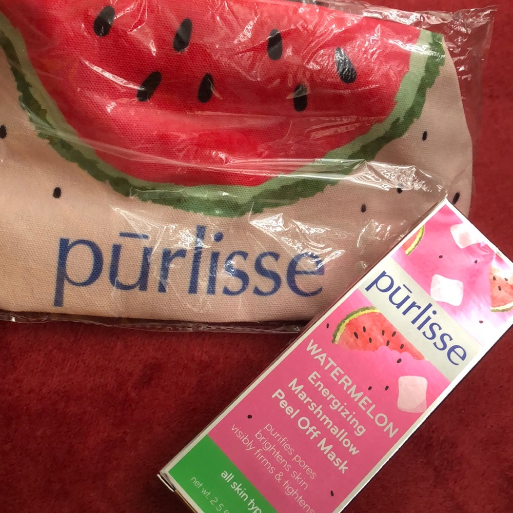 Purlisse watermelon peel off mask & cosmetic bag